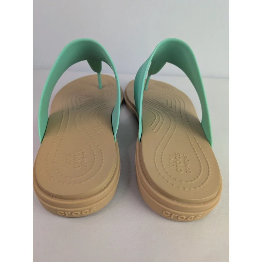 Crocs Tulum Flip Sandals Women’s Size 11 Jade Stone Bright Blue Thong Flop Shoes